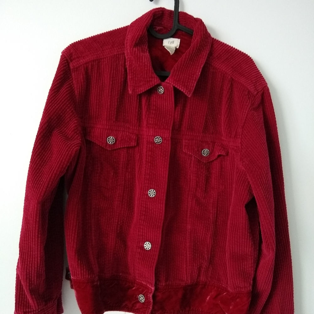 Red crushed velvet jacket